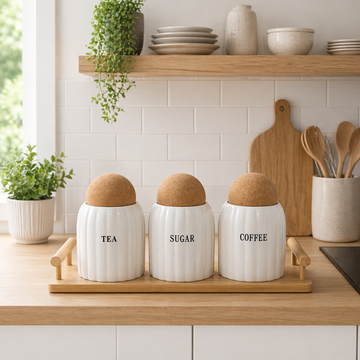 Set de Frascos de Cocina con Base de Bambú