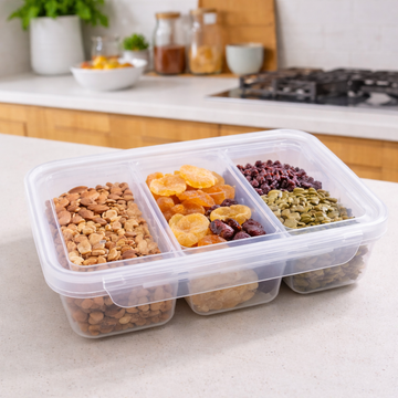 Caja Organizadora de Snacks con Compartimentos y Tapa Hermética