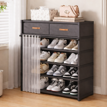 Zapatero Modular Multifuncional con Cortina y Cajones
