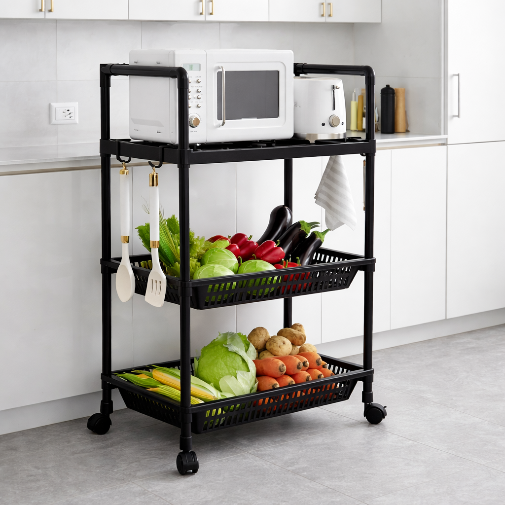 Estante de 3 niveles con ruedas