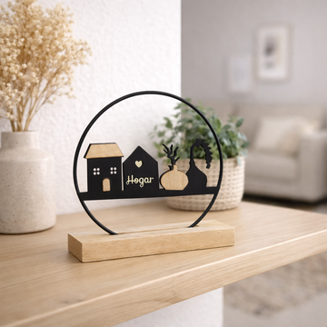 Adorno Decorativo “Hogar” con Base de Madera