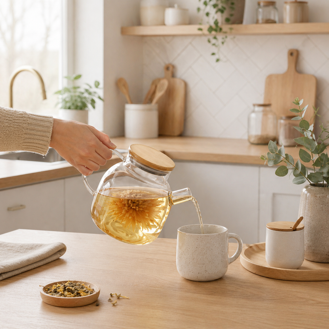Tetera con infusor de borosilicato