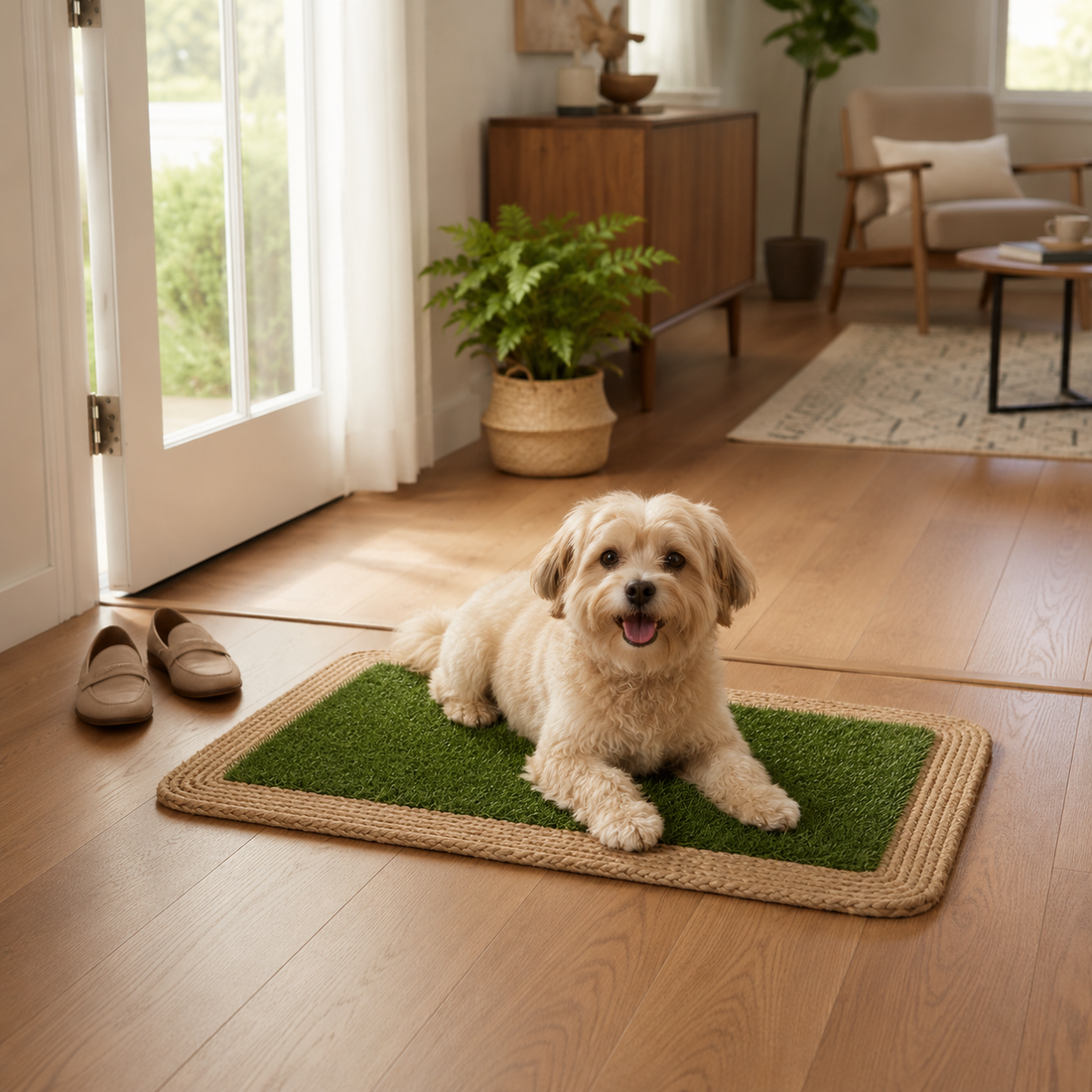 Alfombra de Yute Natural con Pasto Sintético