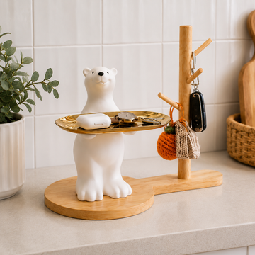 Organizador de Llaves y Bandeja Decorativa con Oso