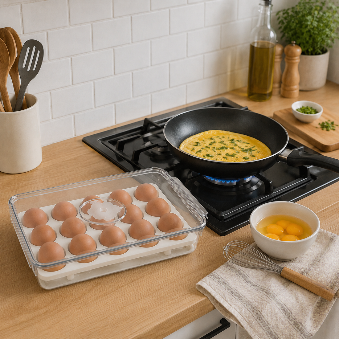 Organizador de huevos con tapa