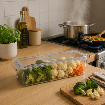 Organizador Acrílico con Tapa para Refrigerador y Cocina