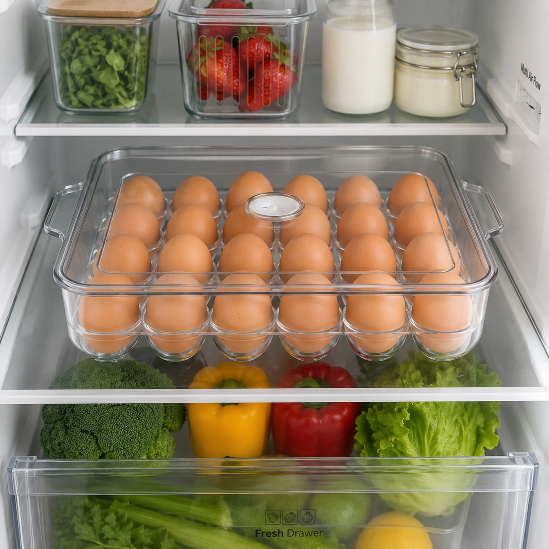 Organizador de huevos acrílico con tapa