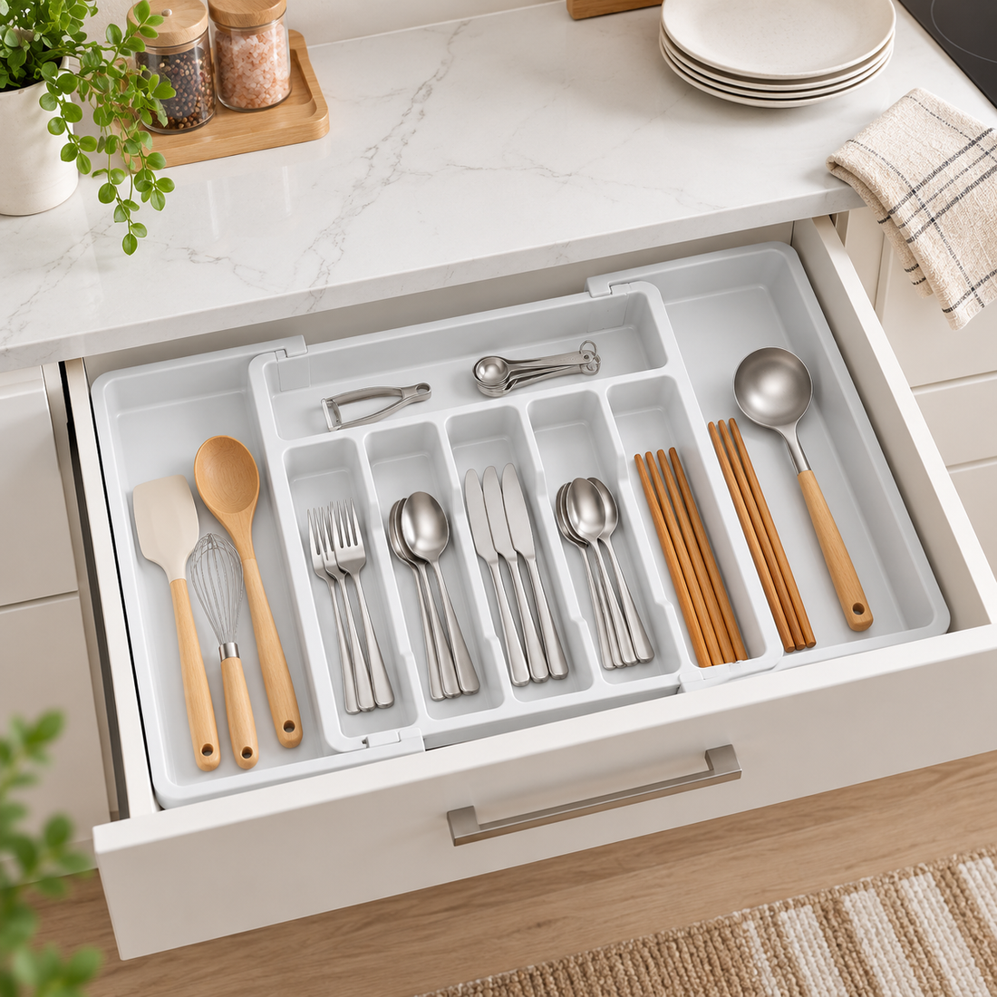 Organizador de Cubiertos Extensible para Cajón