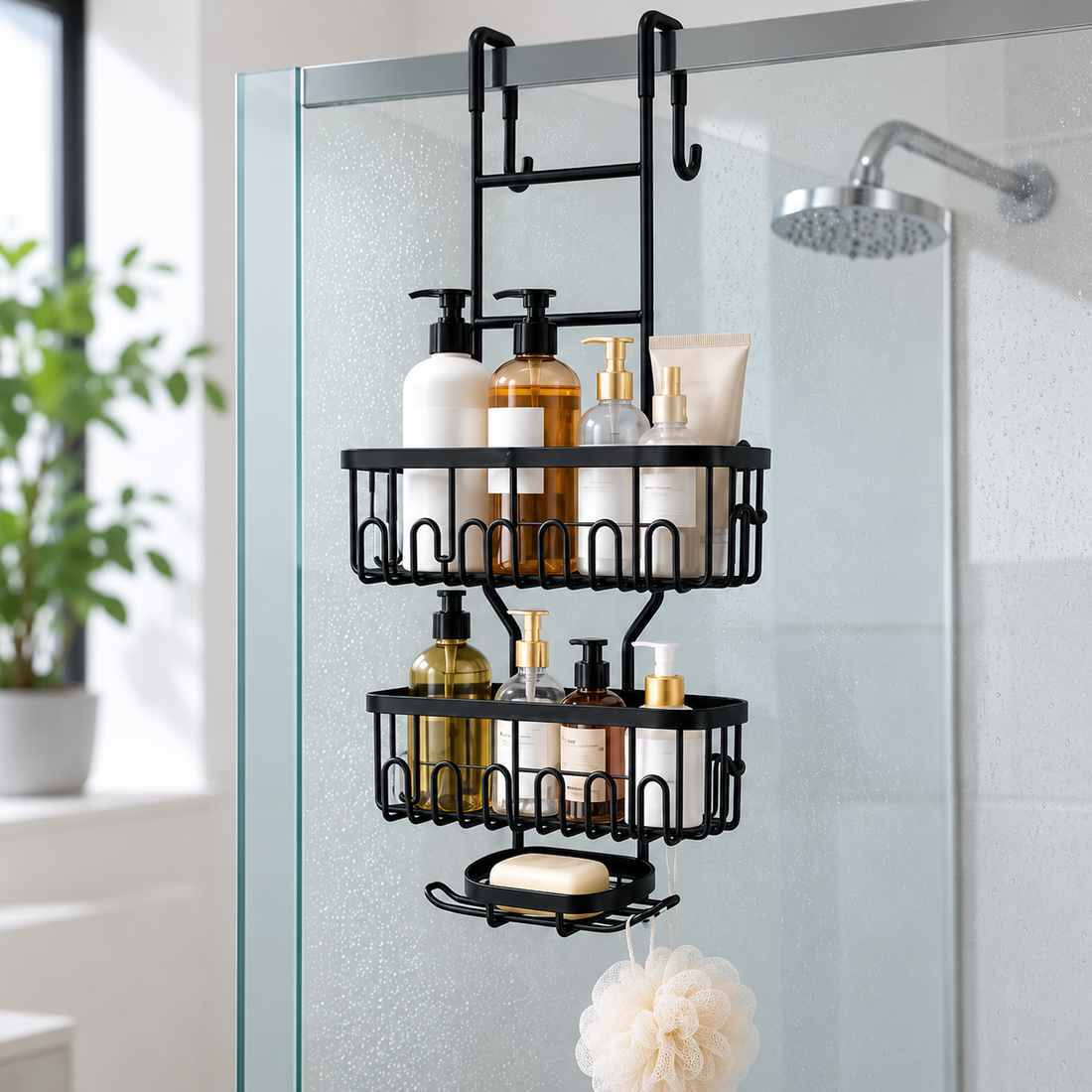 Organizador Colgante de Baño de 2 Niveles con Jabonera
