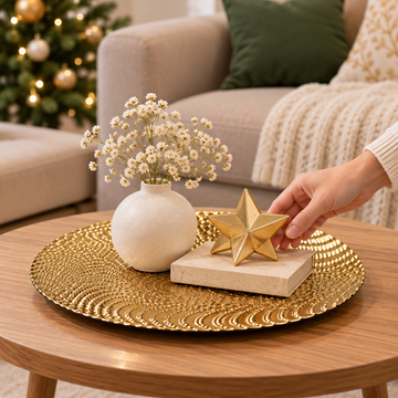 Plato Decorativo Redondo Dorado 33 cm