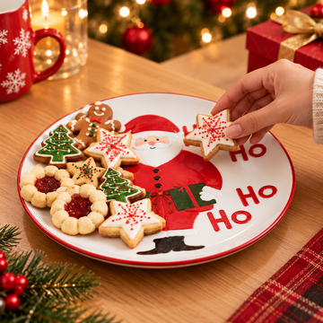 Plato Navideño de Cerámica Papá Noel - 26cm