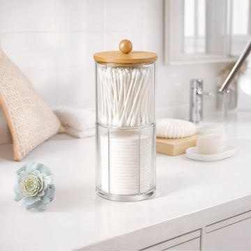 Organizador doble con tapa de bambú