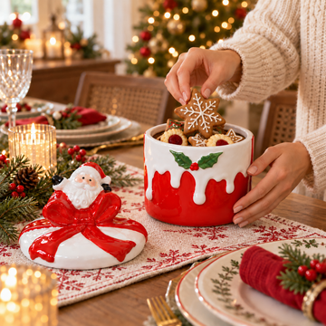 Tarro de galletas Navideño de Cerámica con Tapa – Papá Noel