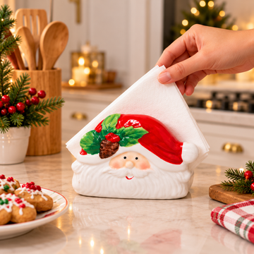 Servilletero Navideño Papá Noel de Cerámica