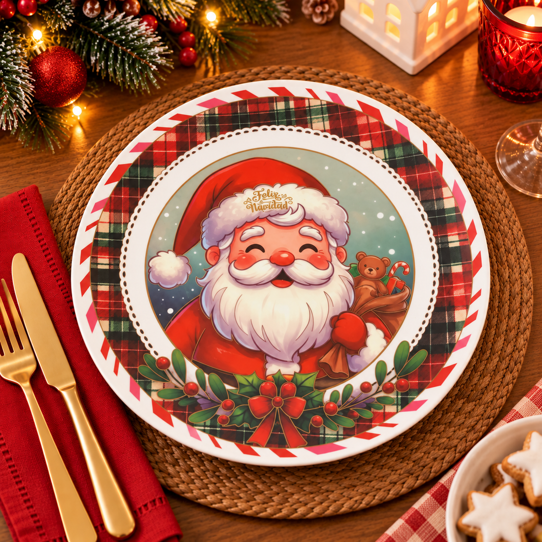 Plato de Cena Navideño de Cerámica