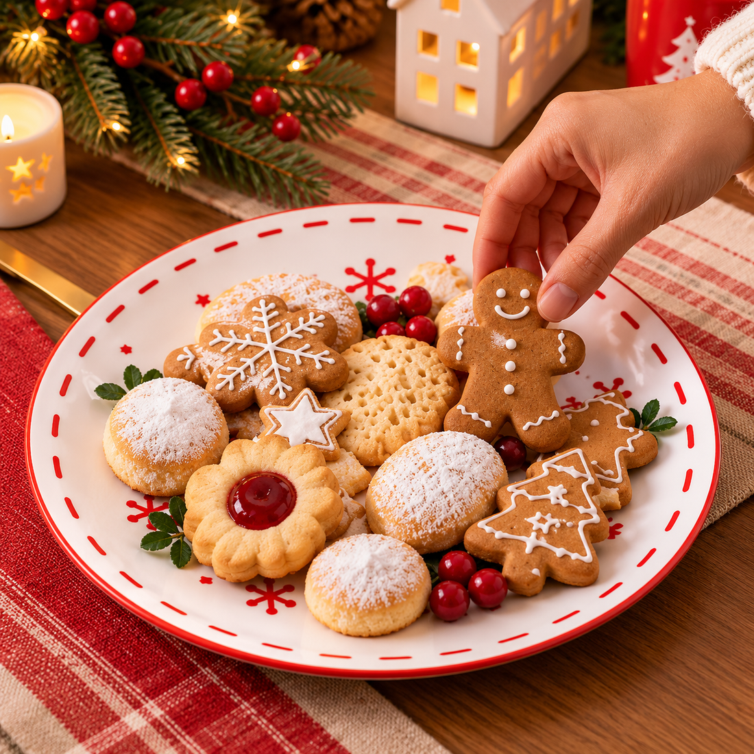 Plato de Reno Navideño de Cerámica 28 cm