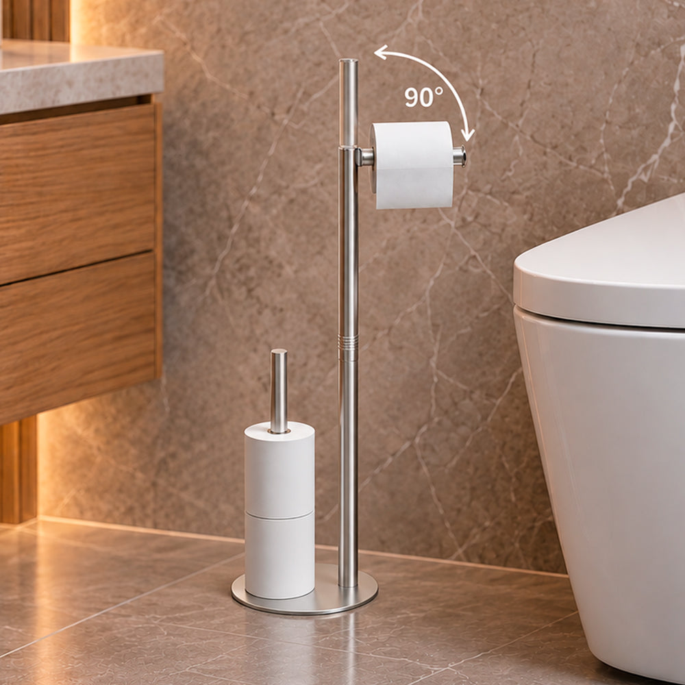 Portarrollos de Baño de Pie Multifuncional Plateado