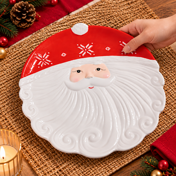 Plato Navideño Barba Papá Noel de Cerámica – 25 cm