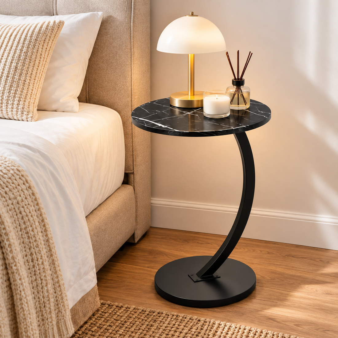 Mesa Auxiliar Redonda Negro Estilo C