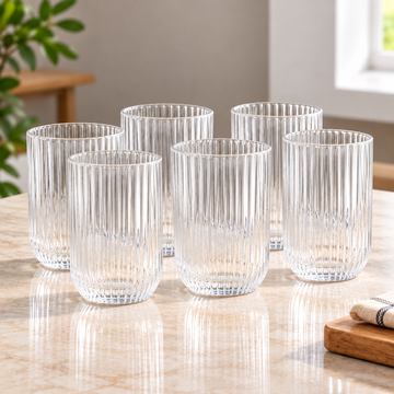Vaso de Vidrio Acanalado Set x6