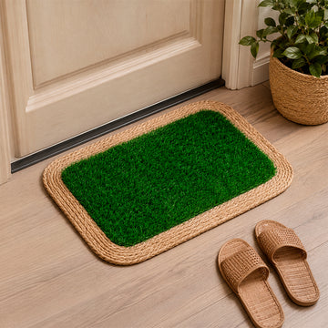 Alfombra de Yute Natural con Pasto Sintético