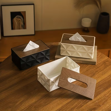 Caja de pañuelos con diseño geométrico