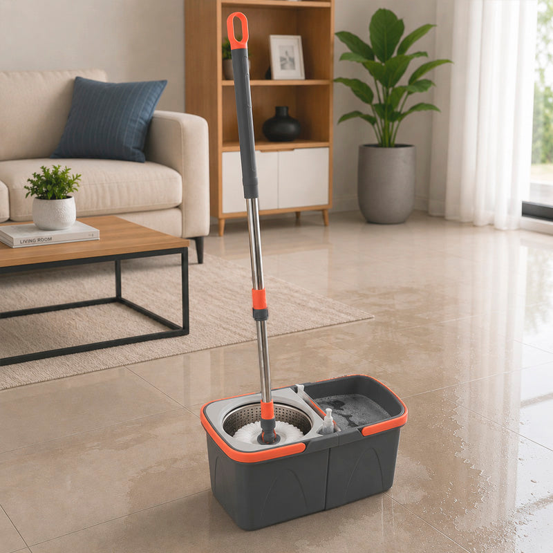 Trapeador giratorio 360° con balde de doble compartimento
