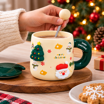Taza Navideña con Accesorios Magnéticos y Cucharita