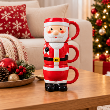 Set de 3 Tazas Navideñas de Papá Noel