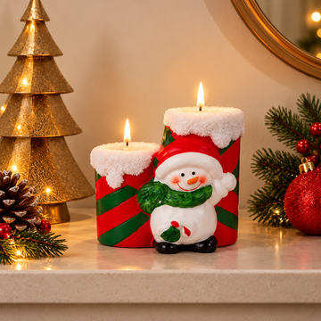 Vela Navideña con Franjas Decorativa – Modelos Variados