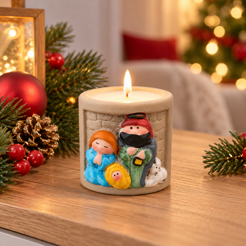 Vela Navideña Pesebre Decorativa