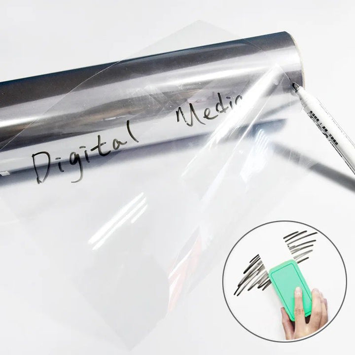 Pizarra adhesiva reutilizable transparente