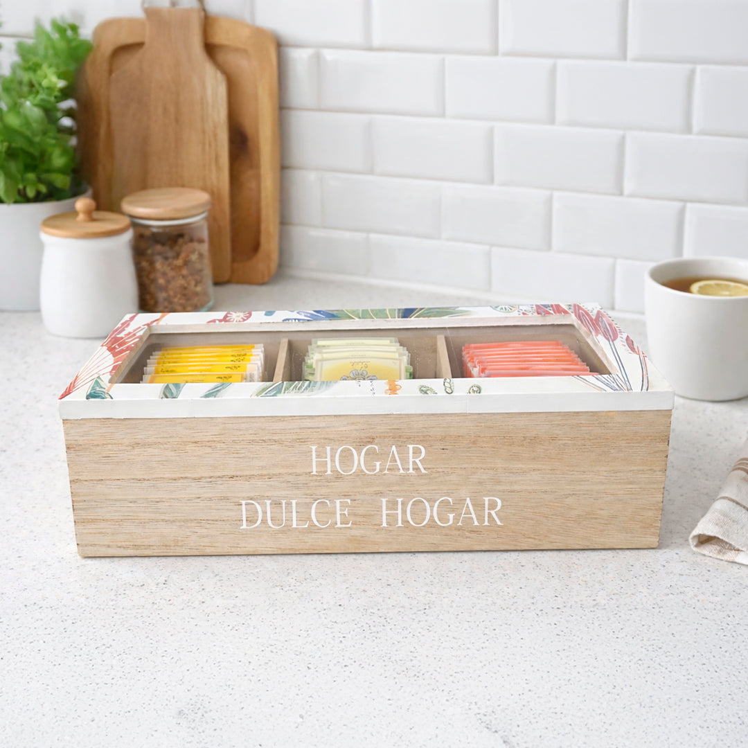 Caja Organizadora de Té "HOGAR DULCE HOGAR” vintage
