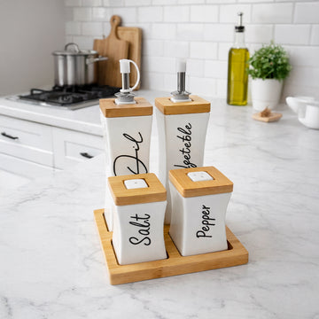 Set Dispensador de Aceite y Condimentos de Cerámica