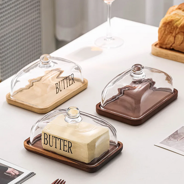 Mantequillero con tapa de vidrio