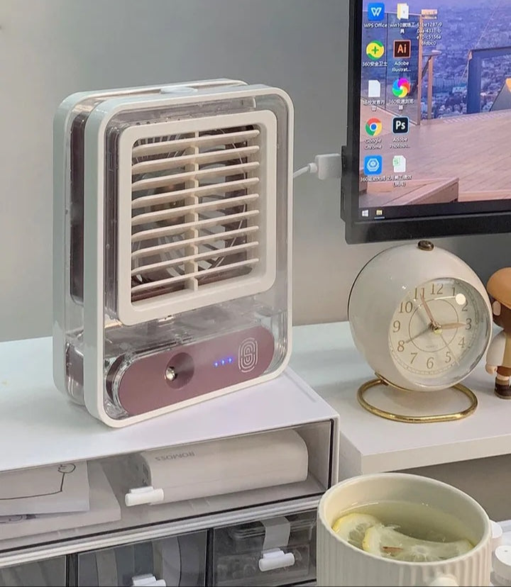 Mini ventilador pulverizador de agua con luz led