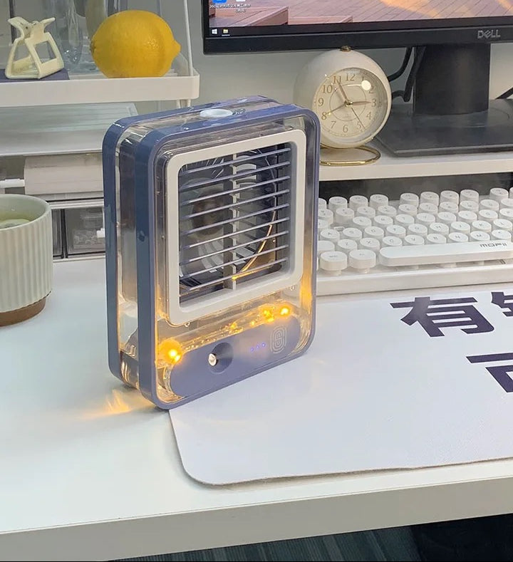 Mini ventilador pulverizador de agua con luz led