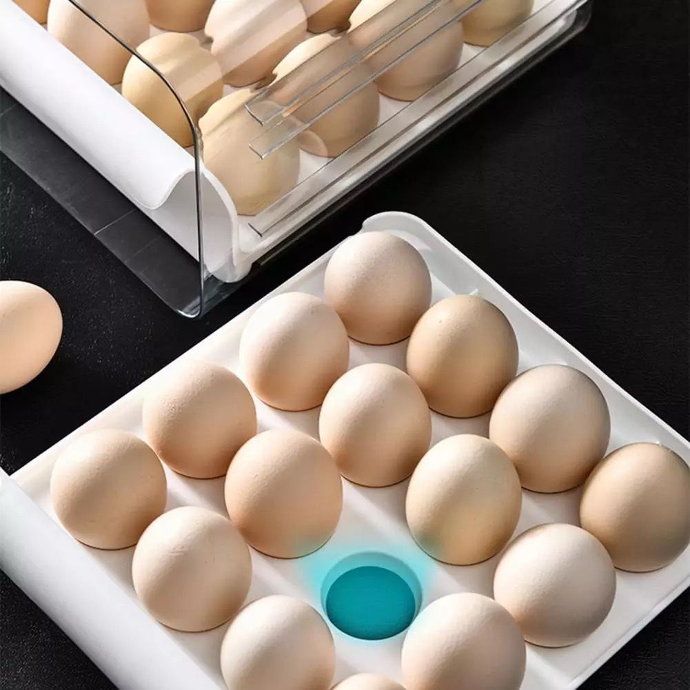 Soporte para bandeja de huevos, soporte grande para huevos de 12 tazas,  organizador de nevera, organizador decorativo para cuentas de joyería